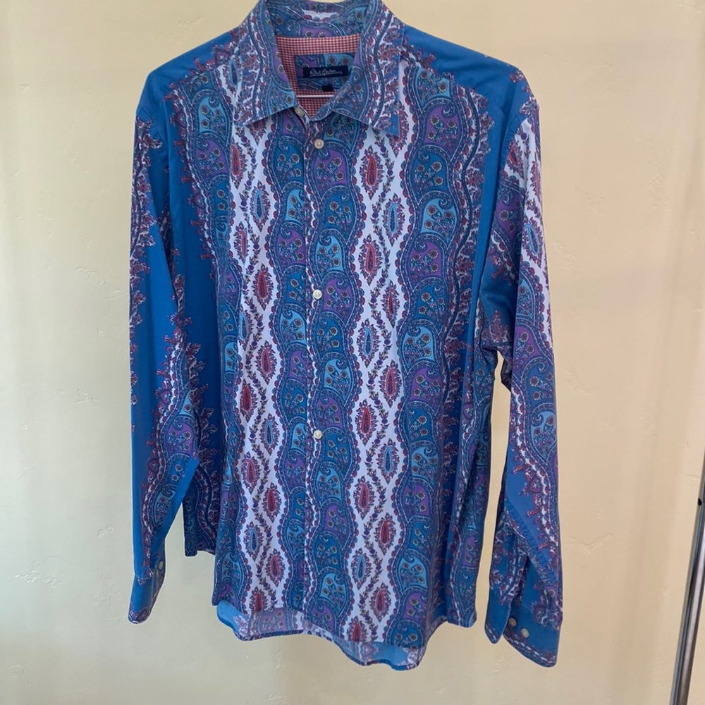 Robert Graham Paisley long sleeve buttoned down dress shirt, size XL.